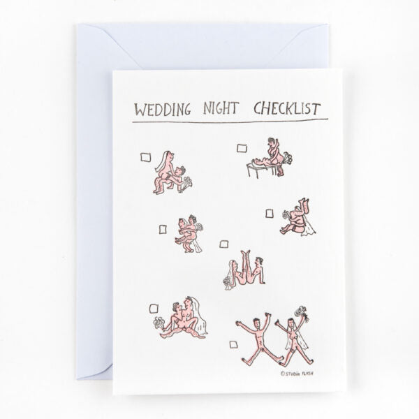 Postkarte Wedding Night Checklist