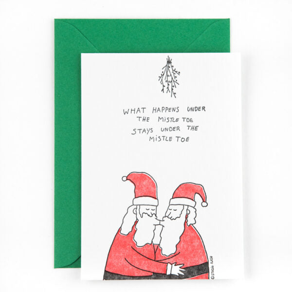 Postkarte Kissing Santas
