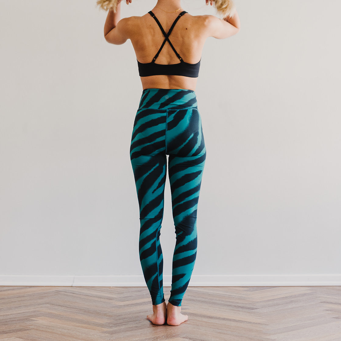 Ognx Yoga Leggings Polyamid Grün mit Zebramuster