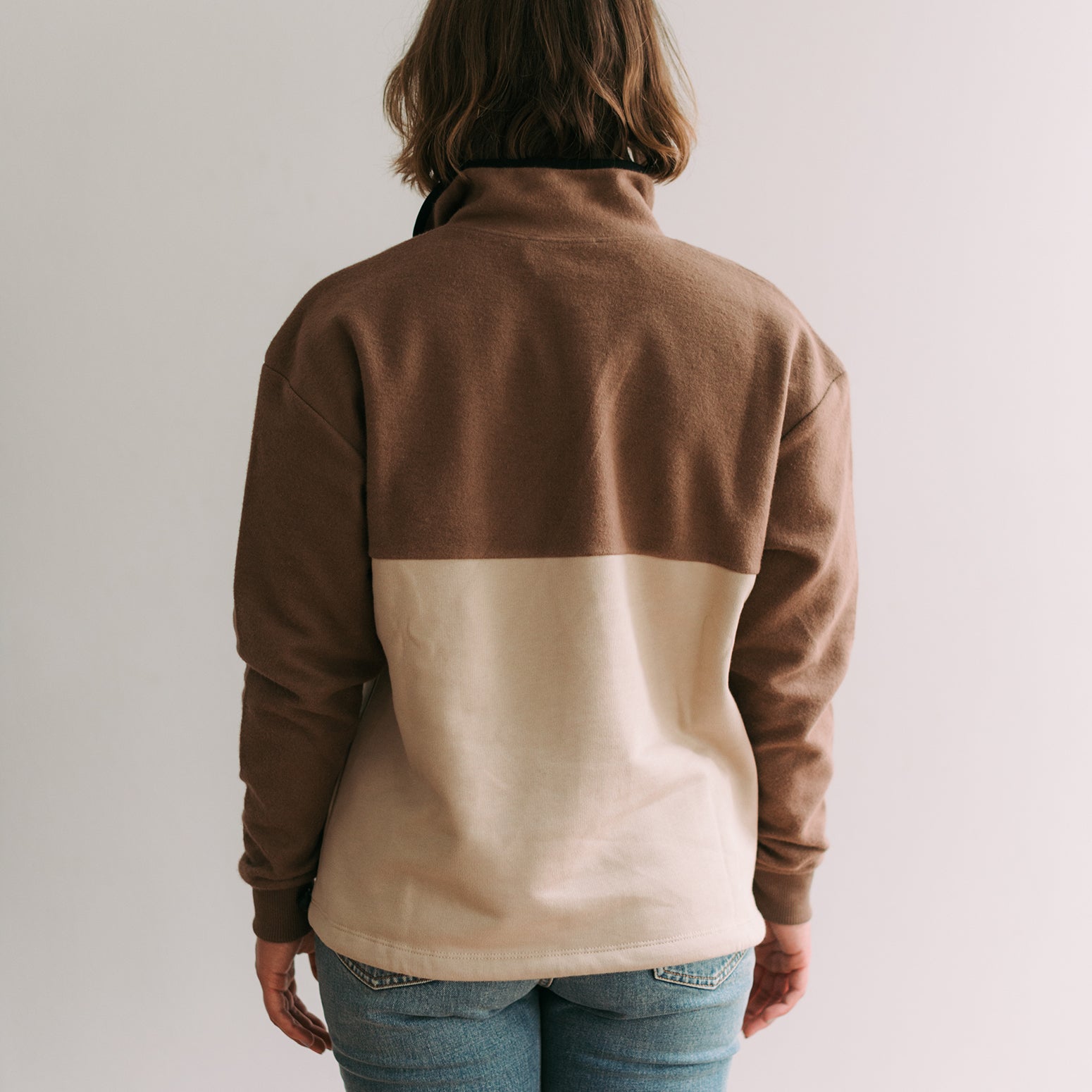 Rotholz Sweatshirt Half Zip Braun & Beige